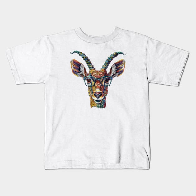 Rare & Rebellious: The Saola with Specs! Kids T-Shirt by Carnets de Turig